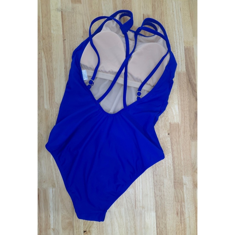 One Piece Swimsuit Women's Medium Blue Strappy Back NWT - Picture 2 of 7